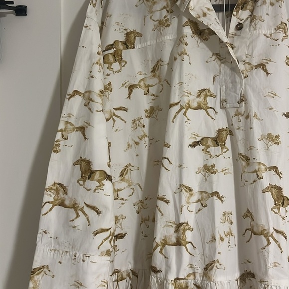 New with Tags GANNI White Horse Print Cotton Mini Dress - Picture 11 of 16